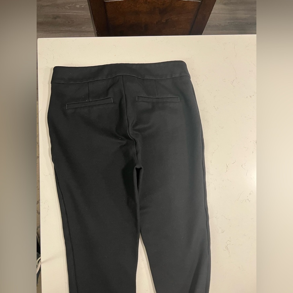 Anthropologie Black Essential Slim Zipper Ankle Fitted Skinny Stretch Ponte Pant - Picture 6 of 9